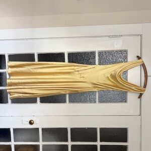 BHLDN COWL-NECK OPEN-BACK FLORAL DROP-WAIST MIDI DRESS